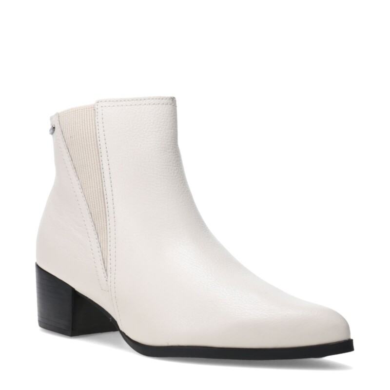 Botas de Mujer Bottero Caña Baja de Cuero Marfil