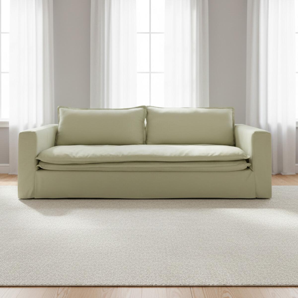 SOFÁ - 3 CUERPOS TELA-PREMIUM VERDE ZOE PISTACHO 