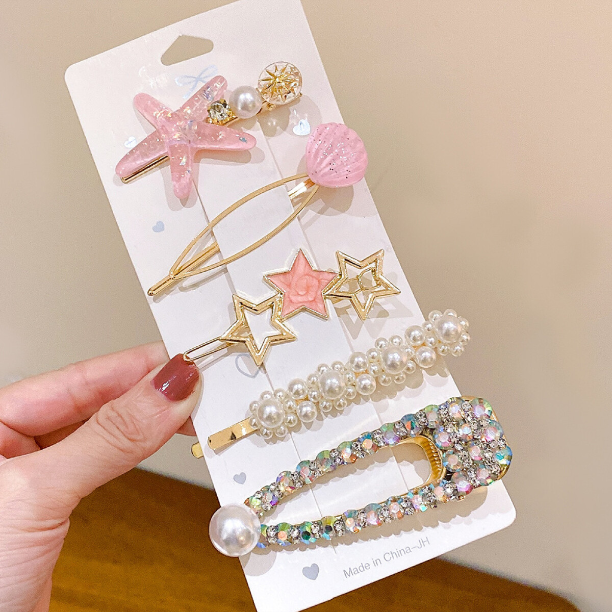 Set De Broches Para Cabello Juvenil - Estrella Rosa 