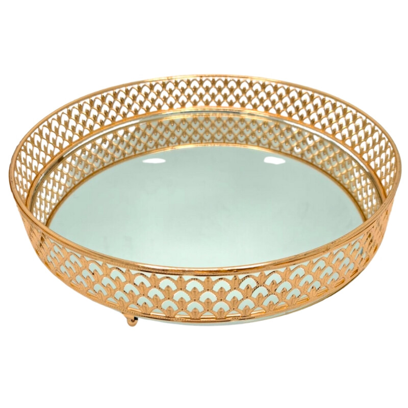 Bandeja Metalica de 35Cm Dorado C/ Espejo Bandeja Metalica de 35Cm Dorado C/ Espejo