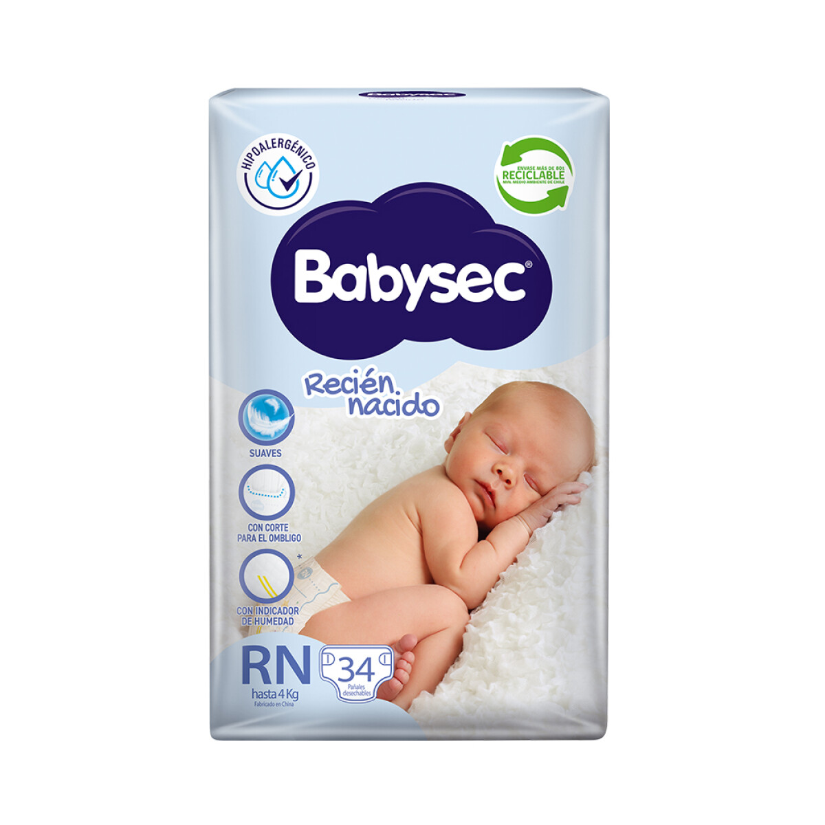 Pañales Babysec Recién Nacido RN 34 Unidades 
