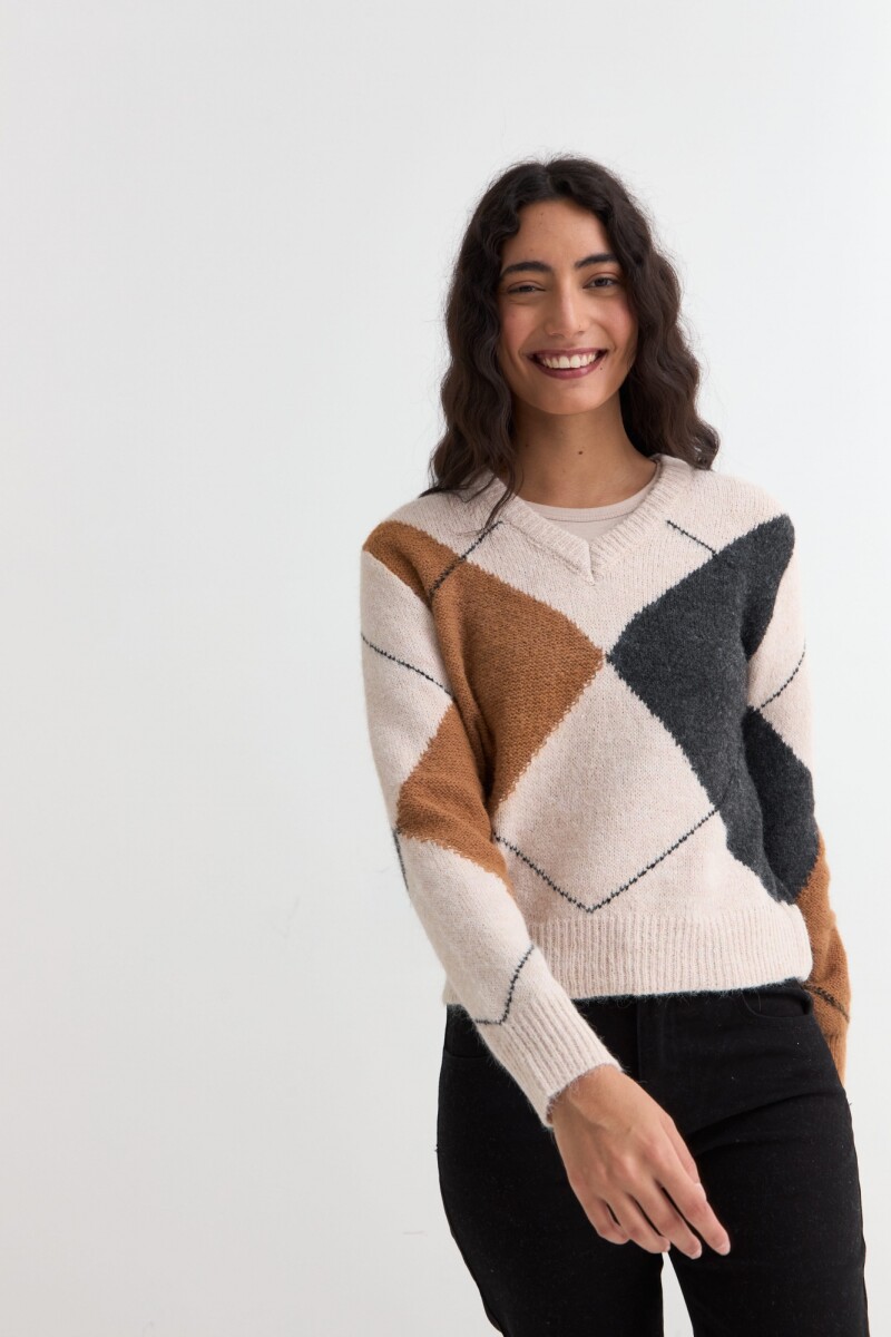 Sweater con rombos GRIS OSCURO