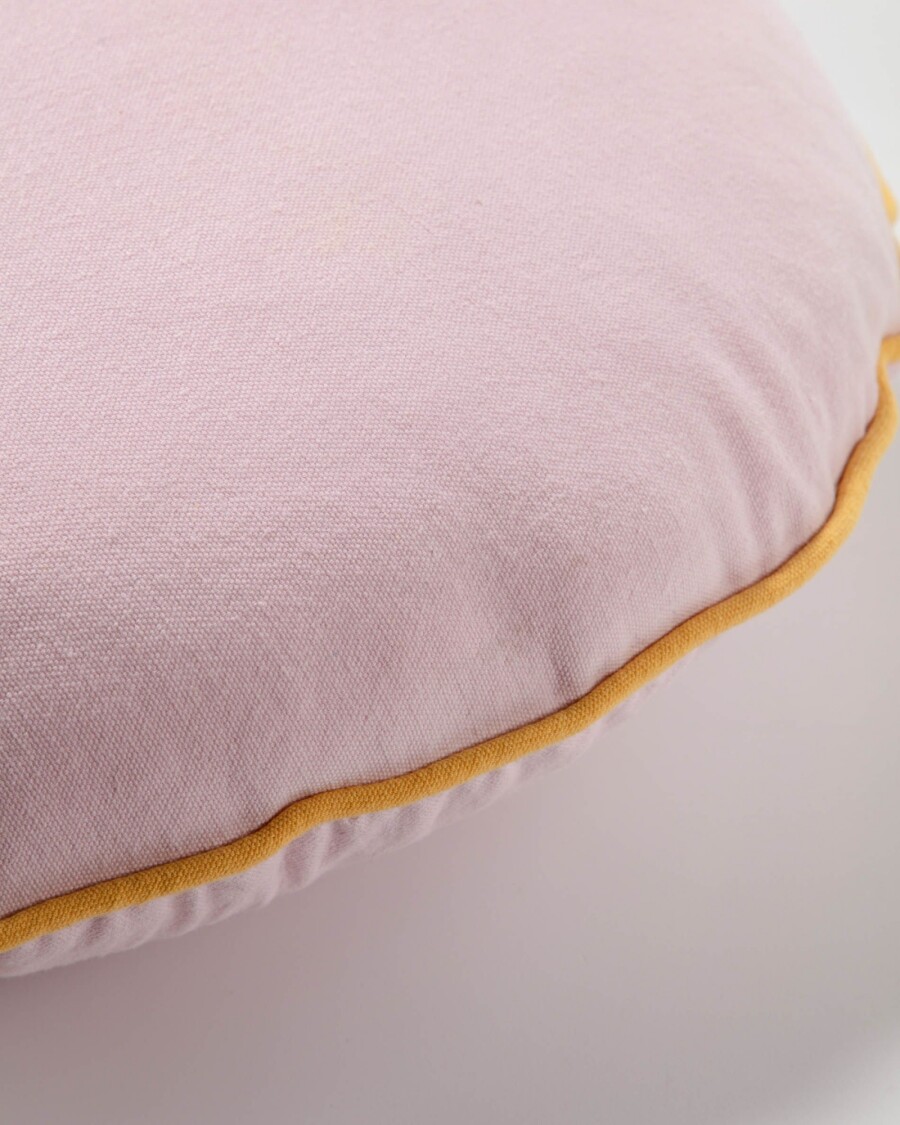 Almohadón redondo Fresia 100% algodón rosa Ø 45 cm