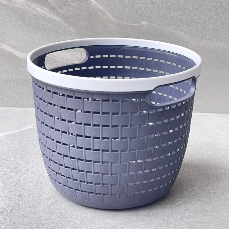 Canasto Plástico Gris Oscuro Circular Grande Alto 26cm x Ø 31cm Canasto Plástico Gris Oscuro Circular Grande Alto 26cm x Ø 31cm