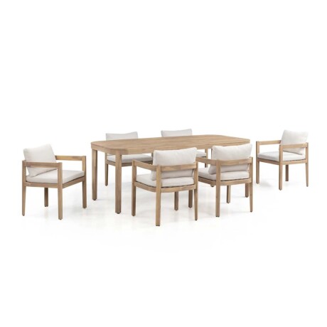 SET DE COMEDOR MADERA-ACACIA NATURAL-BEIGE CRUZ