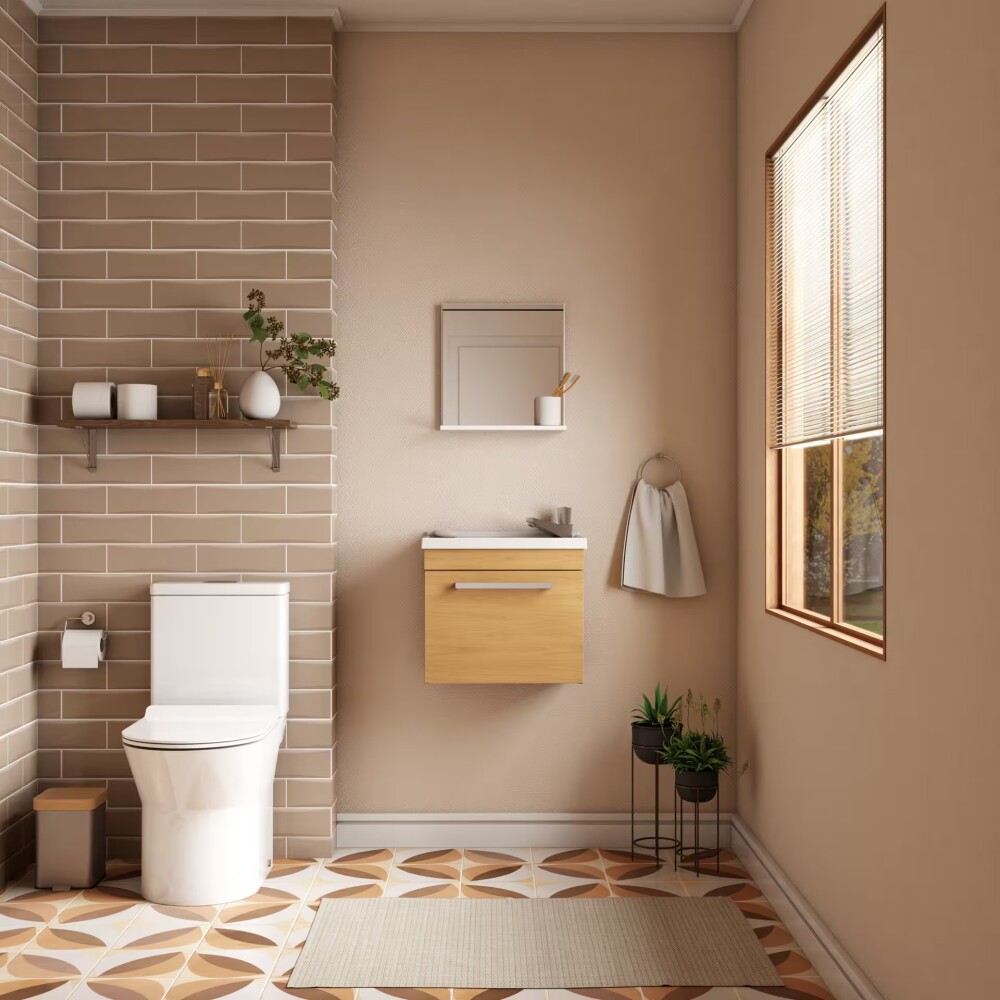 Mueble de baño suspendido Agata Jequitiba 50cm bacha de resina natural y espejo Mueble De Baño Suspendido Agata Jequitiba 50cm Bacha De Resina Natural Y Espejo