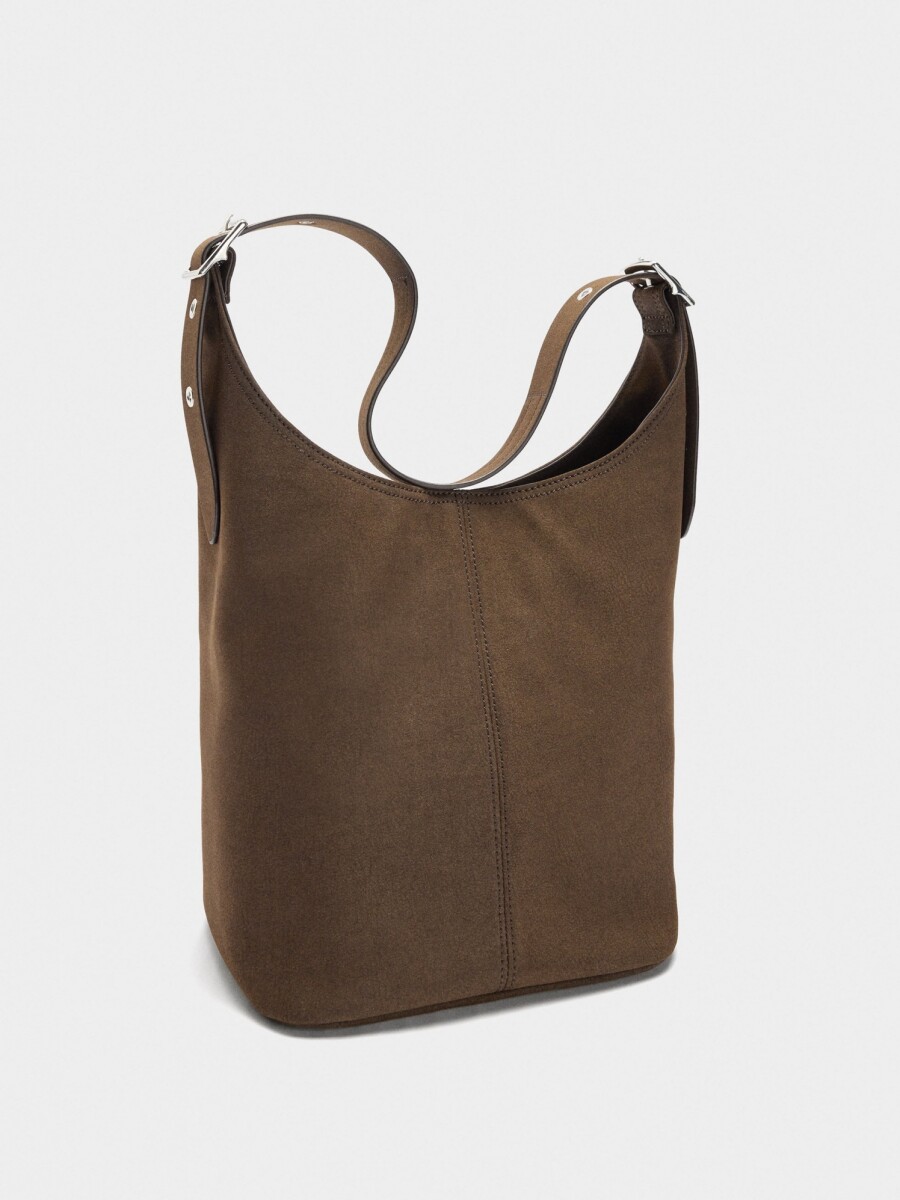 Bolso De Hombro Efecto Piel marron