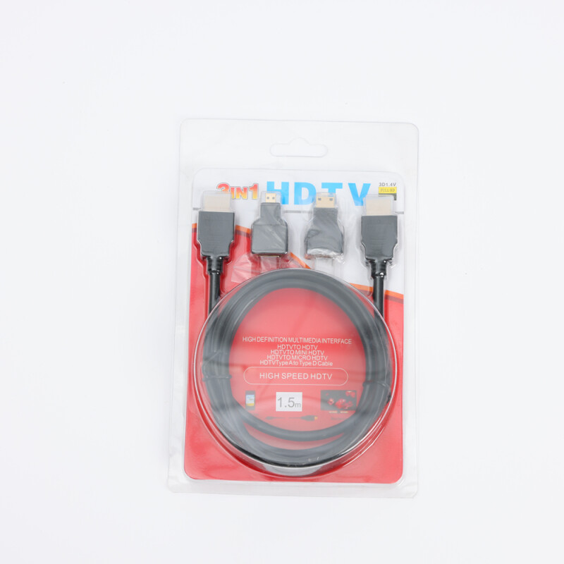 Cable HDMI 3 en 1 con adaptadores mini y micro 1.5 metros Cable HDMI 3 en 1 con adaptadores mini y micro 1.5 metros
