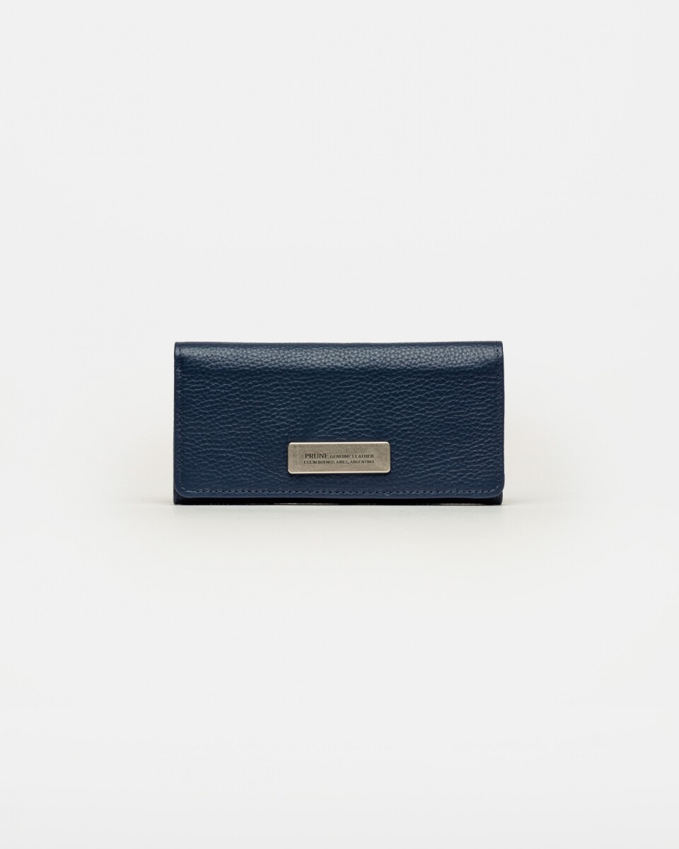 Billetera Mia en cuero graneado - Marine Blue 