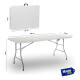 Mesa Plegable Tipo Valija Portable Plástica 180cm Blanca Blanco