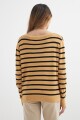 Sweater escote V rayas KHAKI