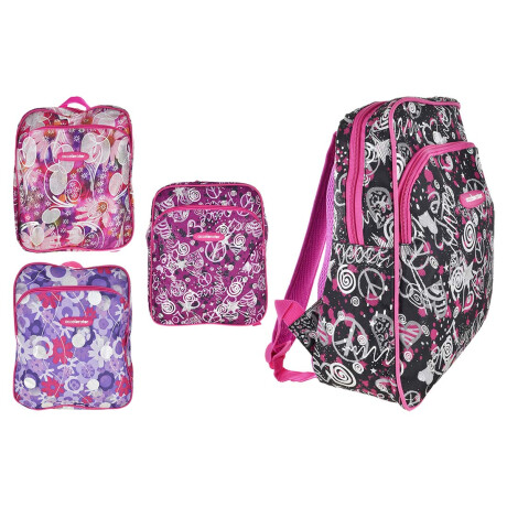 MOCHILA ESCOLAR C/BRILLO 2 CIERRES 30X36X11CM 23384 MOCHILA ESCOLAR C/BRILLO 2 CIERRES 30X36X11CM 23384