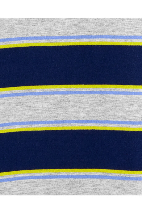 Remera de algodón con botones diseño a rayas. Talles 6-8 Sin color