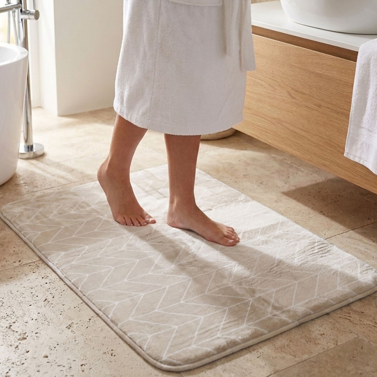Alfombra Baño con Memoria Home Class 40x60 - GEOMETRICO BEIGE 