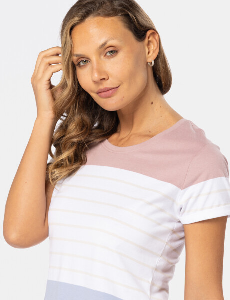 REMERA RAYADA Rosado