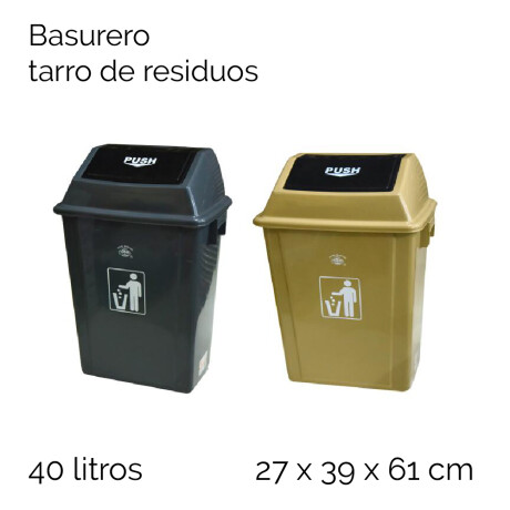 Basurero Tarro De Residuos 40 Lts 27x39x61cm Unica