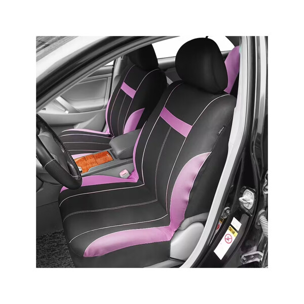 Cubreasientos De Tela 9 Piezas Negro Con Franjas Rosas Cubreasientos De Tela 9 Piezas Negro Con Franjas Rosas