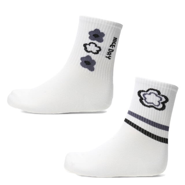 Medias Infantiles N+ Flowers Blanco - Gris - Negro