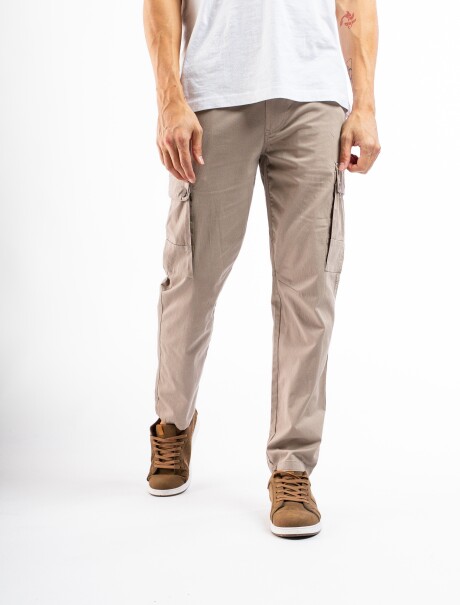 Pantalón Algodón Cargo Slim Beige
