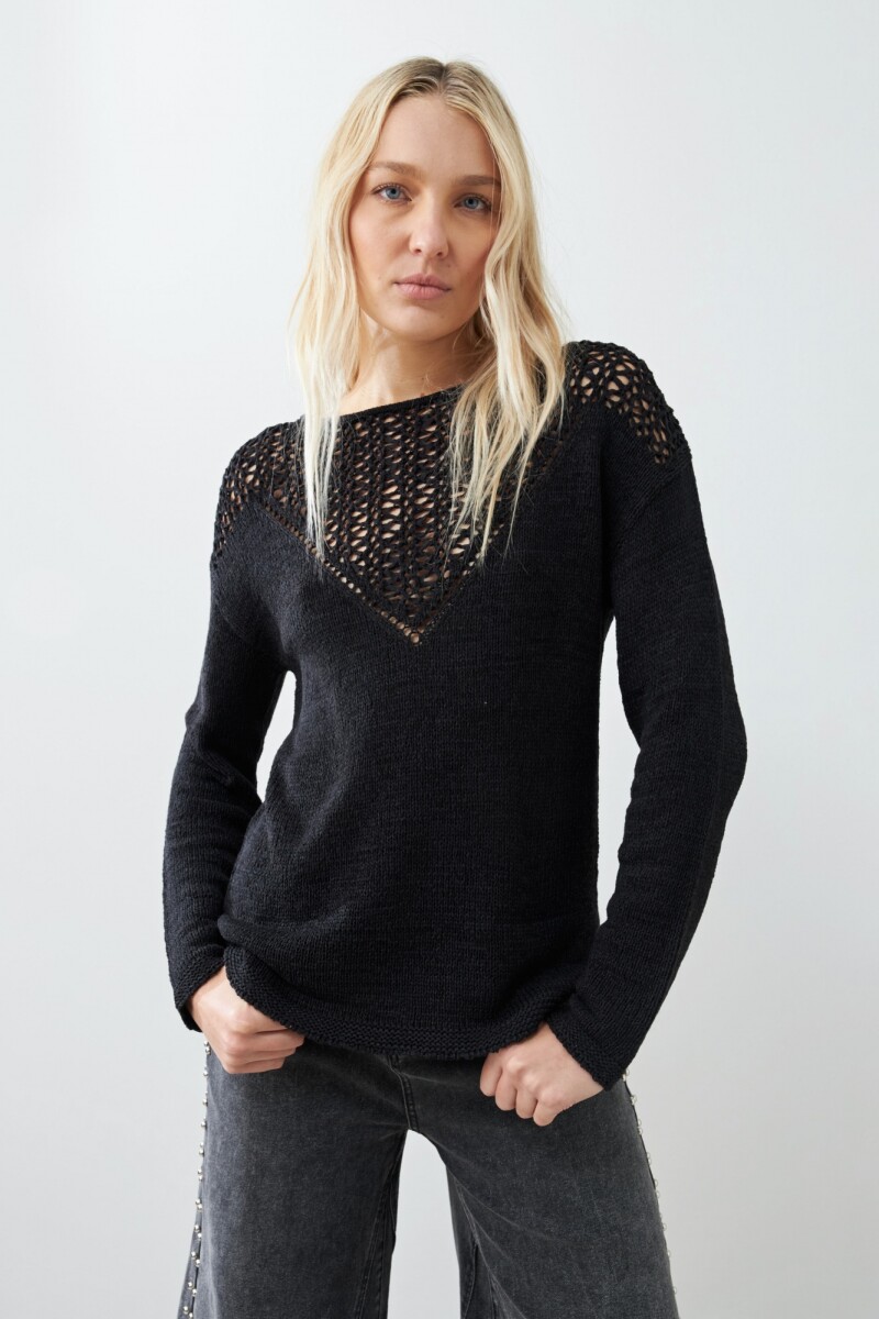 Sweater cinta calado negro