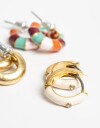 Aros Argollas Set Color Set De Argollas Esmaltadas - Combinacion Multicolor