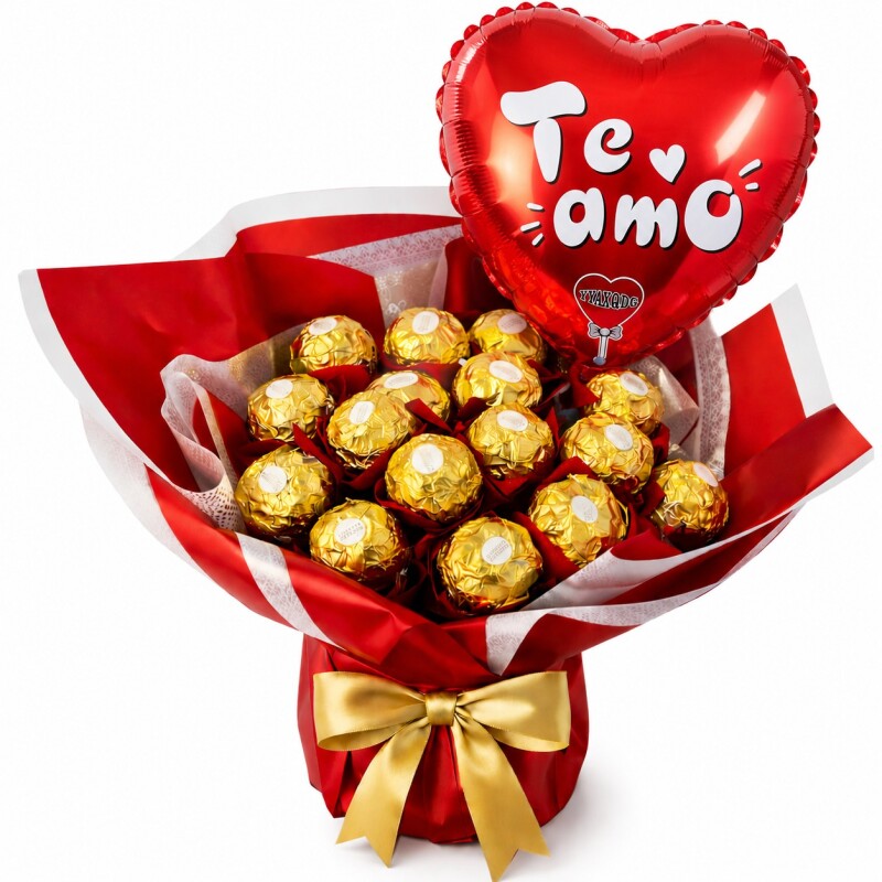 Bouquet de Ferrero Rocher Rojo 15 bombones