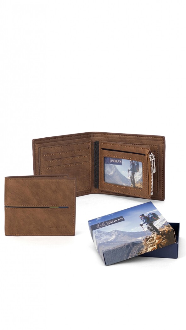 BILLETERA HOMBRE VAN GOGH MARRON CLARO C/ GUARDA NEGRO
