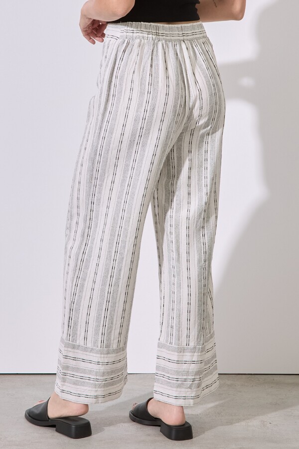 Pantalon Wide Lino BEIGE/MULTI