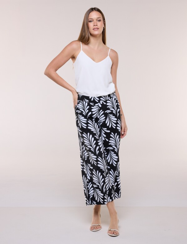 Pantalon Lino Crop NEGRO/BLANCO