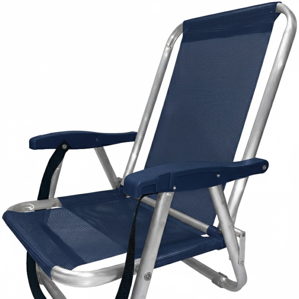 Silla Baja Playa, Pesca Buzios C/correa En Aluminio Apta 120kg AZUL