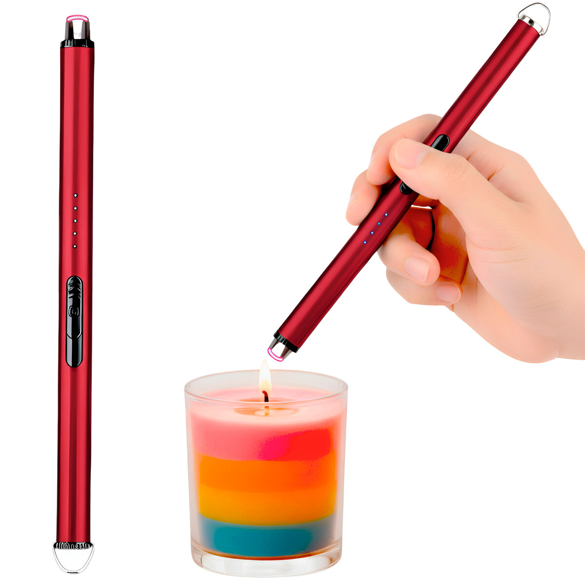 Encendedor Electronico Seguro Batería Recargable Moderno - Color Rojo 