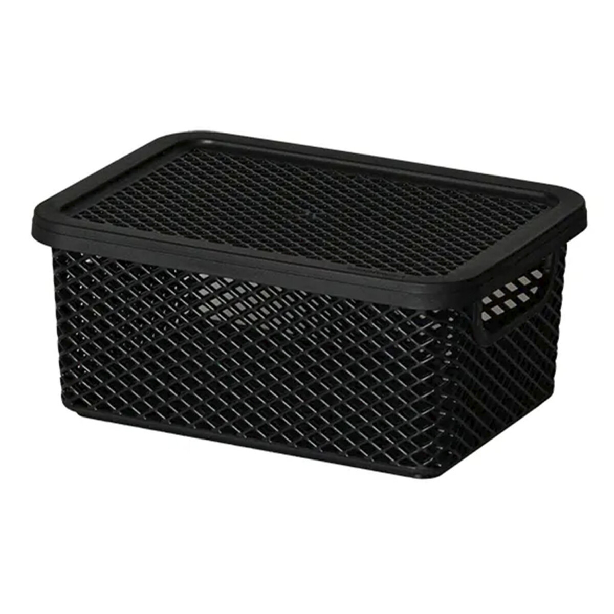 Caja Canasto Organizador con Tapa Línea Paramount 18x13x8Cm - Negro 