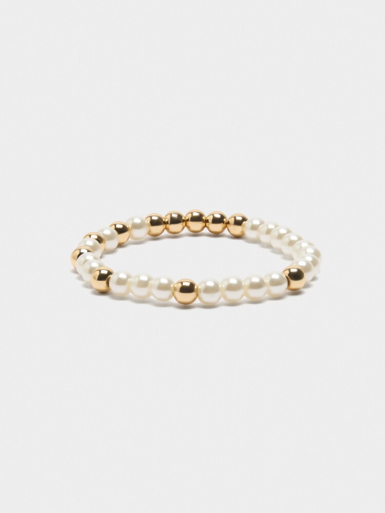 Pulsera Elástica De Perlas blanco