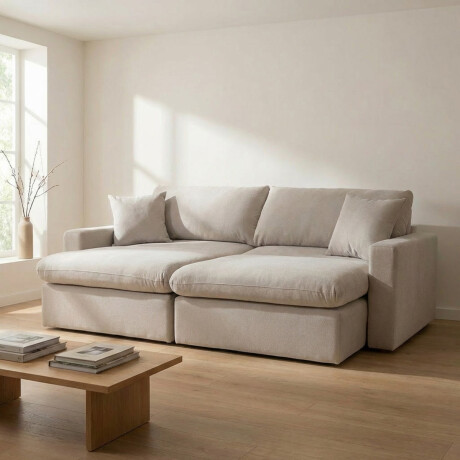 Sofá Cama Slow (Retráctil) - Tela Microfibra FX4-10 (Beige)