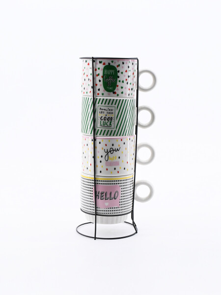 TAZAS GOOD LUCK SET X 4 ESTAMPADO 1