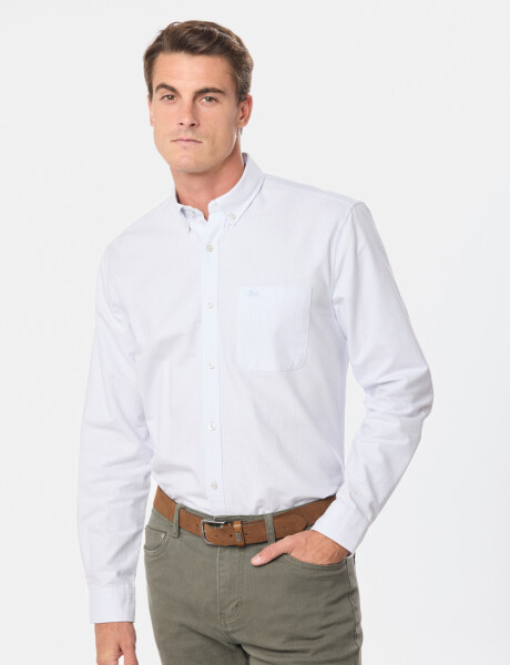 CAMISA OXFORD A RAYAS Celeste