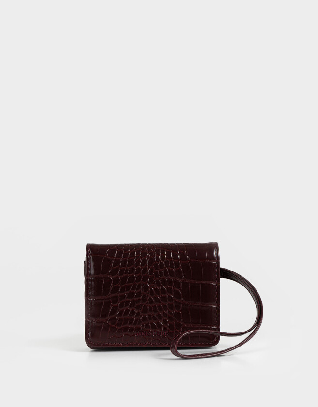 Billetera Billetera Efecto Croco Burgundy - Rojo Medio