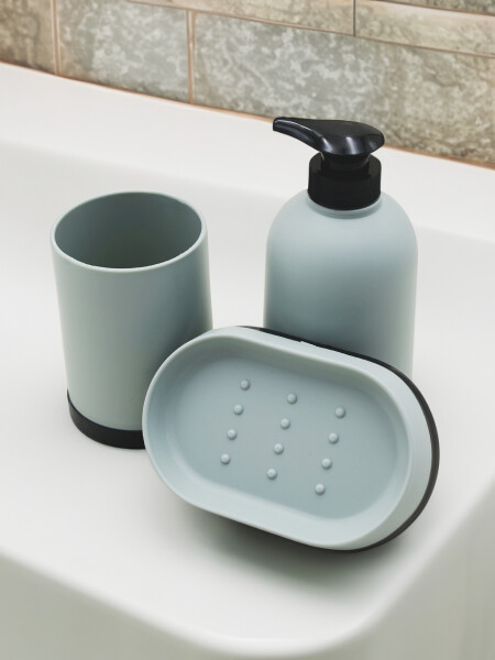 SET DE BAÑO 3 PIEZAS VERDE GRISACEO