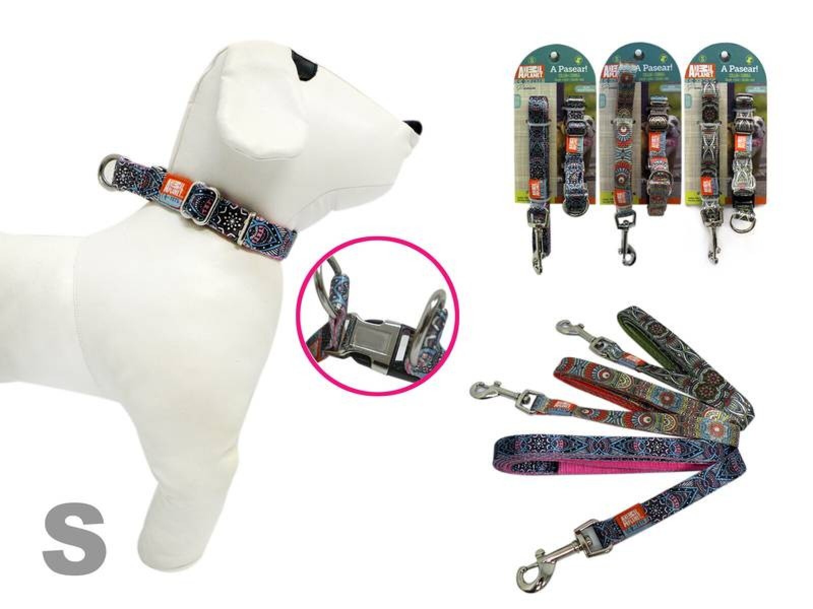 COLLAR + CORREA PARA MASCOTAS TAMAÑO S, DISEÑO 1 
