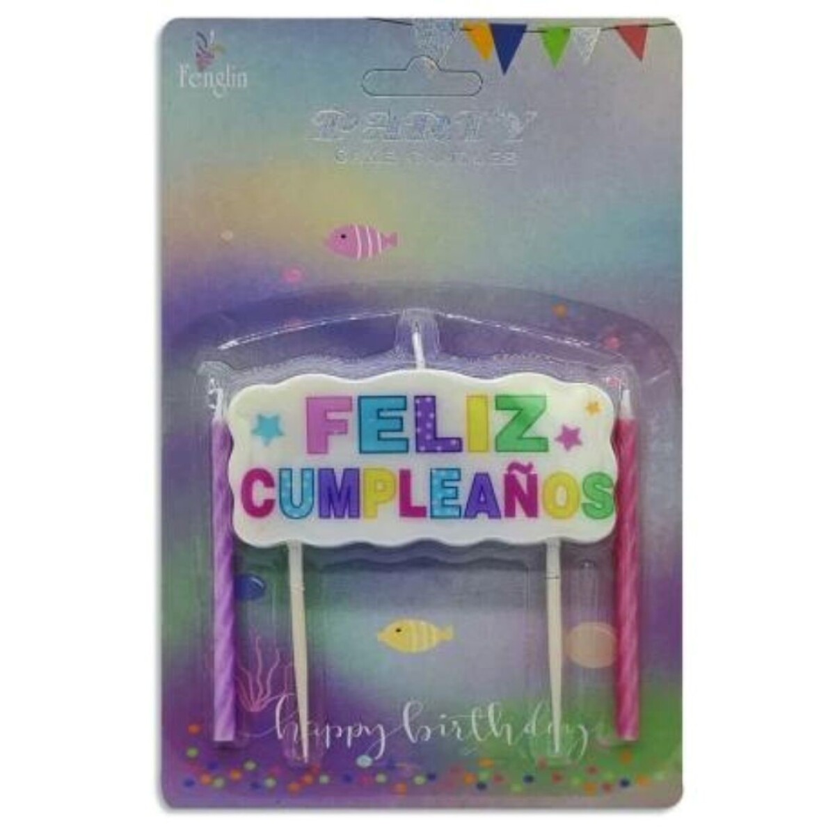 VELAS CARTEL FELÍZ CUMPLEAÑOS 18X12 CM - MULTICOLOR 