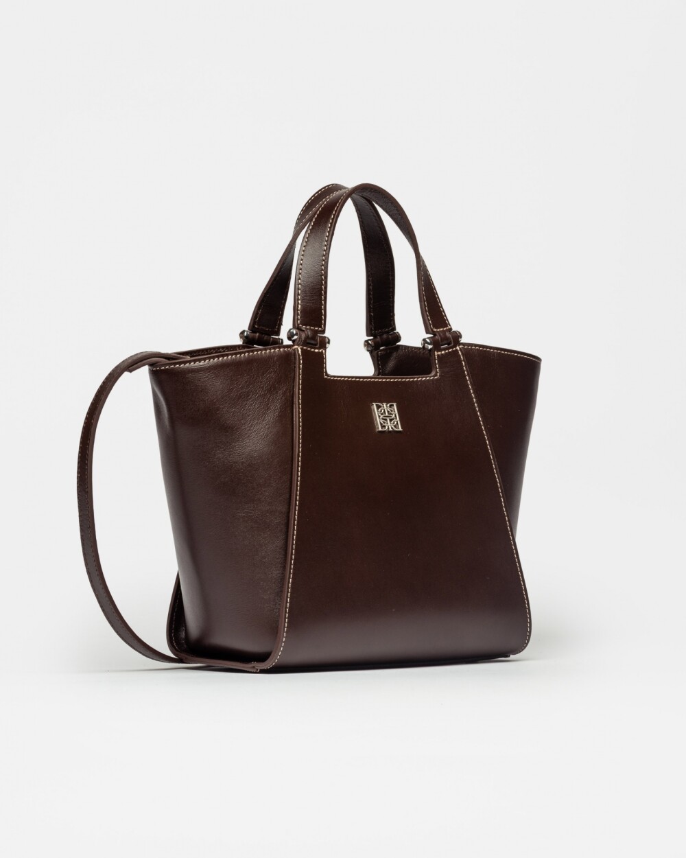 Cartera de mano Tess en cuero vaquita Chocolate