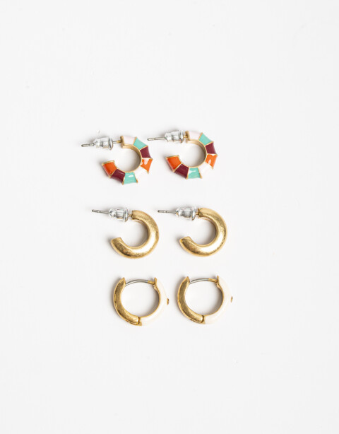 Aros Argollas Set Color Set De Argollas Esmaltadas - Combinacion Multicolor