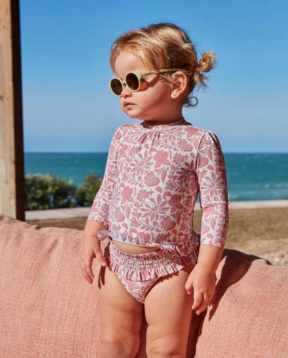 Traje De Baño Estampado Flor India - Piedra 