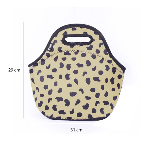 Lunchera de Neopreno Brio Bolso Térmico Bebida Comida c/ Asa Animal Print Beige