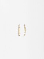 Pendientes Alargados Con Circonias - Plata De Ley 925 dorado