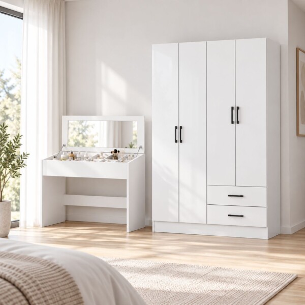 COMBO DORMITORIO – ROPERO 4 PUERTAS + TOCADOR ESCRITORIO CON ESPEJO COMBO DORMITORIO – ROPERO 4 PUERTAS + TOCADOR ESCRITORIO CON ESPEJO