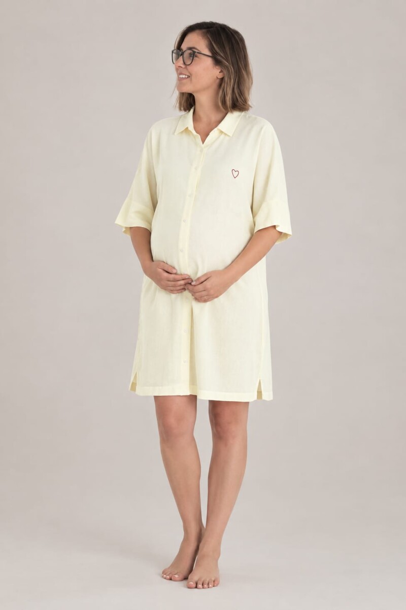 Camisa Maternal Pupa – Viscosa suave con bolsillos prácticos Crema