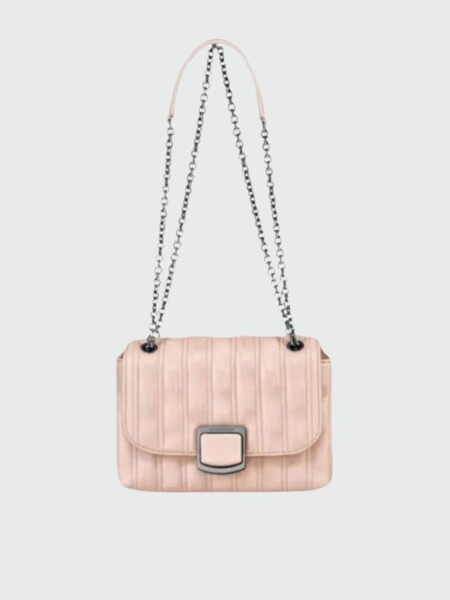 Longchamp -Cartera de cuero con solapa, Brioche Rosado