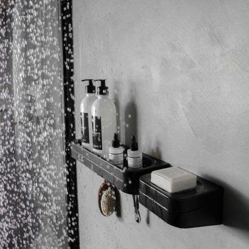 Estante organizador de baño con adhesivo Blanco