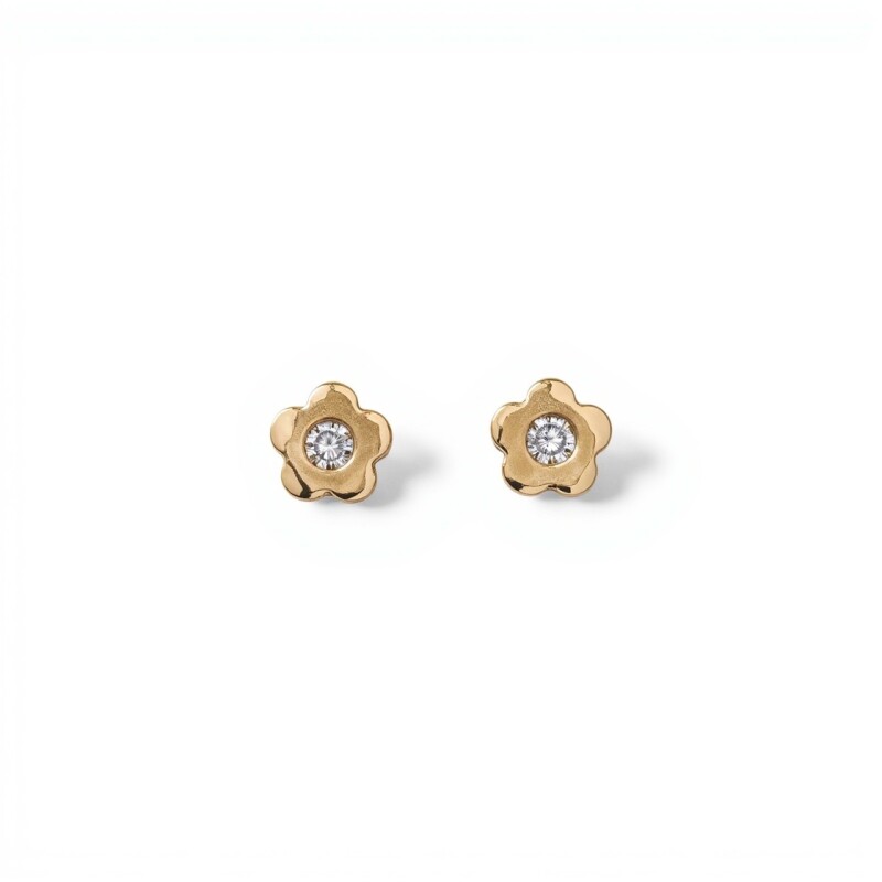 Caravanas Flor Zirconia-Plata y oro-Zirconia-CA5079 conpiedra